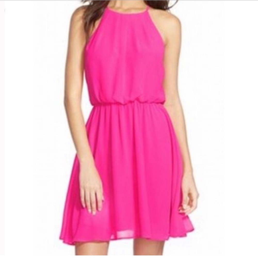 Lush hot pink mini dress